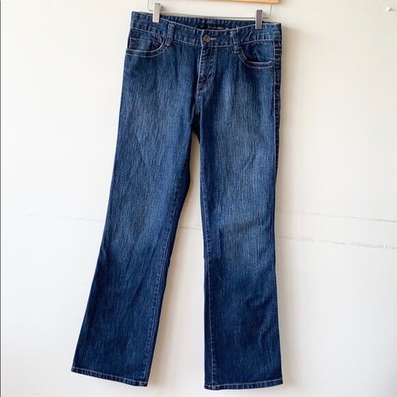 Calvin Klein Women Blue Dark Wash Denim Mid Rise Lean Bootcut Jeans Size 29/8 - Picture 1 of 13